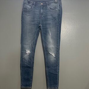 Vigoss Women's Dark Blue Distressed Skinny Jeans